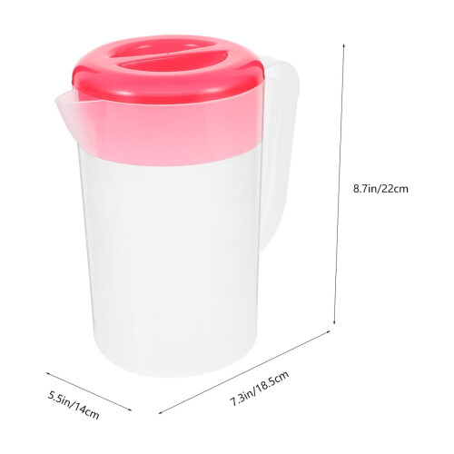Red Plastic Pitcher with Lid 48 oz 1