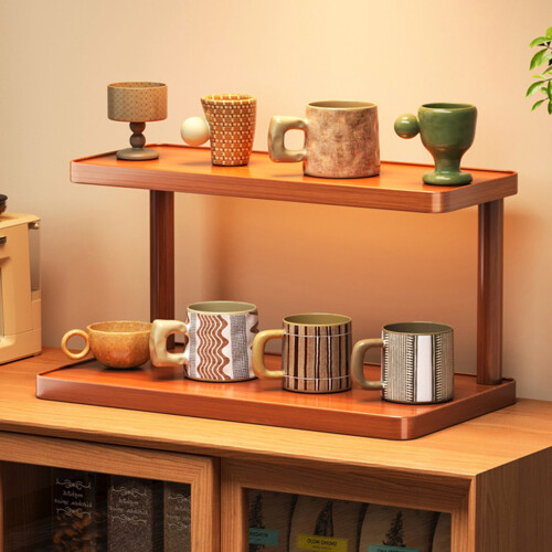 Wooden 2-Tier Desktop Storage Rack for Desk or Tabletop 1