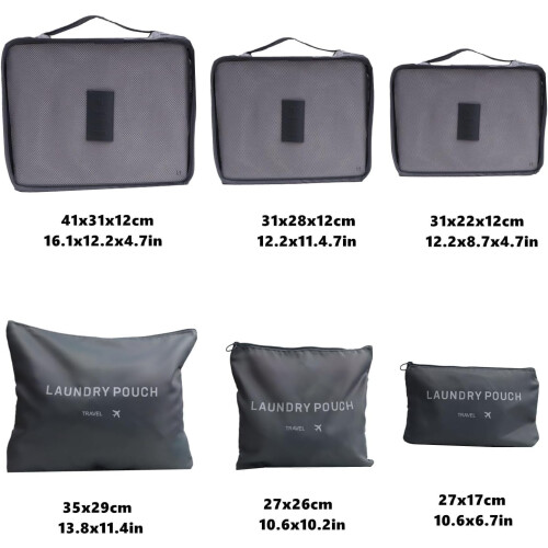 XiHAMA packing cubes set grey polyester 6 pieces 1
