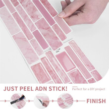 9.69x4.72inch Marble Subway 3D Self Adhesive Wall Tile Sticker, Waterproof Backsplash for Kitchen Bathroom, , 10Pcs