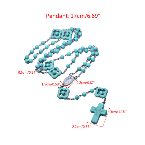 Collier chapelet en perles turquoise bleues, bijoux de 2