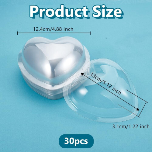 Heart Candy Dome Clear Plastic 30 pcs 5.1x4.9 inch 1