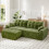 (With Footstool, Green) 275CM Chenille 4 Seater Sofa, Deep Cushioned Modular Sectional Couches 1