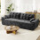 (Without Footstool, Grey) 275CM Chenille 4 Seater Sofa, Deep Cushioned Modular Sectional Couches 1