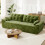 (Without Footstool, Green) 275CM Chenille 4 Seater Sofa, Deep Cushioned Modular Sectional Couches 1