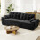 (Without Footstool, Black) 275CM Chenille 4 Seater Sofa, Deep Cushioned Modular Sectional Couches 1