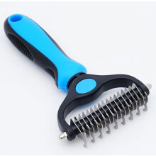 (Blue (Large)) Pet Pro Grooming Tool,Dual-Sided Pet Comb for Dogs & Cats,Professional Tool
