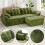 (With Footstool, Green) 275CM Chenille 4 Seater Sofa, Deep Cushioned Modular Sectional Couches 3