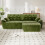 (With Footstool, Green) 275CM Chenille 4 Seater Sofa, Deep Cushioned Modular Sectional Couches 8