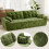 (Without Footstool, Green) 275CM Chenille 4 Seater Sofa, Deep Cushioned Modular Sectional Couches 3