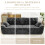 (Without Footstool, Grey) 275CM Chenille 4 Seater Sofa, Deep Cushioned Modular Sectional Couches 6