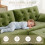 (With Footstool, Green) 275CM Chenille 4 Seater Sofa, Deep Cushioned Modular Sectional Couches 5