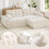 (With Footstool, Beige) 275CM Chenille 4 Seater Sofa, Deep Cushioned Modular Sectional Couches 3