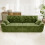 (Without Footstool, Green) 275CM Chenille 4 Seater Sofa, Deep Cushioned Modular Sectional Couches 8
