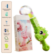 (green) Handheld Automatic Smoke Bubble Wand Electric Toy for Kids, Elastic Fog Bubble Maker Children's Day Gift Outdoor Play Toy