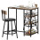 3-teiliges Bar-Set mit Tisch, 2 Stühlen und Ablagefächern, Schwarz 2