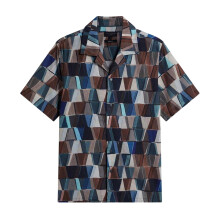 (L, Multicoloured) Ted Baker Mens Geometric Linen Regular Shirt
