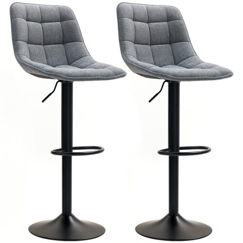 Moderne drehbare Barhocker, 2er-Set, gepolstert, dunkelgrau