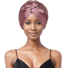 Silk Hair Bonnet for Sleeping Double-Layer Adjustable Pink