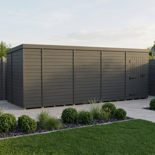 19x6 Pent Composite Shed Tanalised (Single Door, No Windows)