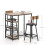 3-teiliges Bar-Set mit Tisch, 2 Stühlen und Ablagefächern, Schwarz 5