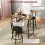 3-teiliges Bar-Set mit Tisch, 2 Stühlen und Ablagefächern, Schwarz 7