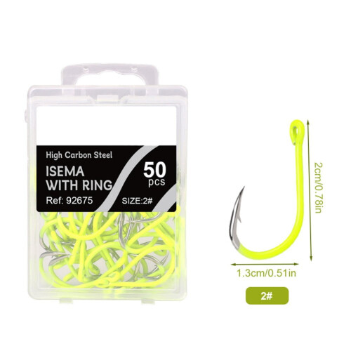 Barbed Sea Fishing Hook Fluorescent Yellow 2#
