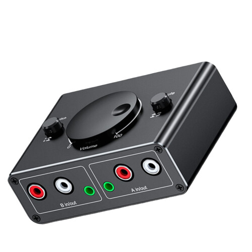 3.5mm to 2RCA Audio Switcher Box Bidirectional with Mute