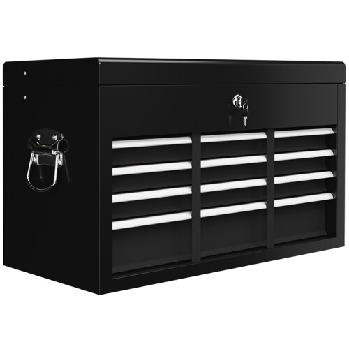 Lockable Steel Toolbox with 3 Drawers, Black
