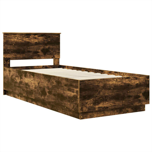 VidaXL vidaXL Bed Frame Smoked Oak 100 x 200 cm Engineered Wood 2