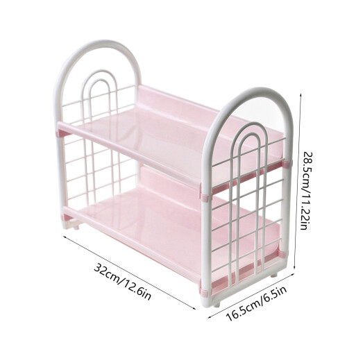 Plastic 2-Tier Storage Shelf Organizer for Kitchen Bathroom 2