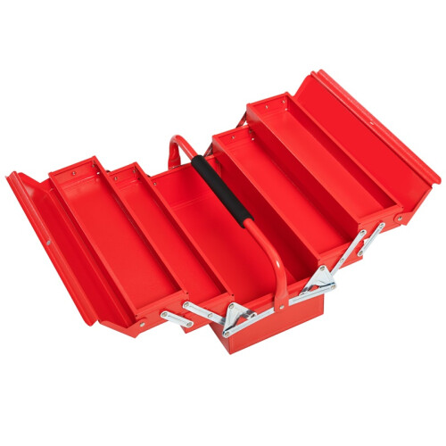 Steel Toolbox with 5 Compartments, Portable Storage Case 1