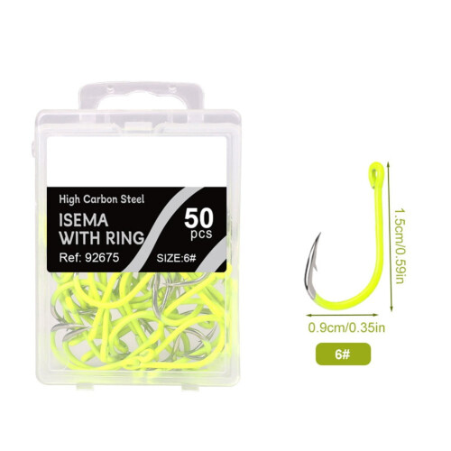 Barbed Sea Fishing Hook Fluorescent Yellow 2# 1