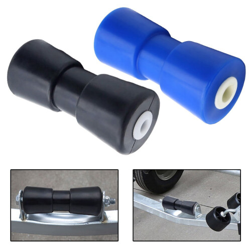 Heavy Duty Boat Trailer Ribbed Wobble Roller Assembly Blue 2