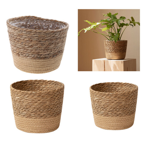 Straw Weaving Flower Plant Pot Basket Grass Planter-Medium 2