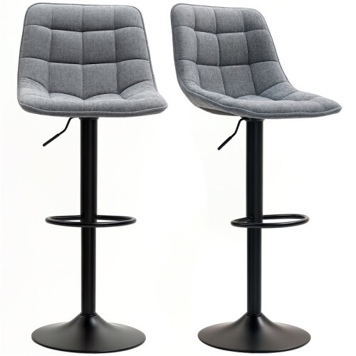 Moderne drehbare Barhocker, 2er-Set, gepolstert, dunkelgrau 1