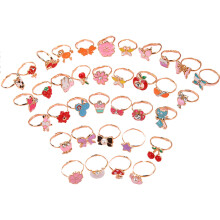 Kawaii Cartoon Children Rings 36 Pcs Finger Ring Decor Flower