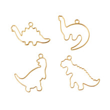 Cartoon Dinosaur Blank Metal Frame 4 Pcs Frame Open Bezel-Gold