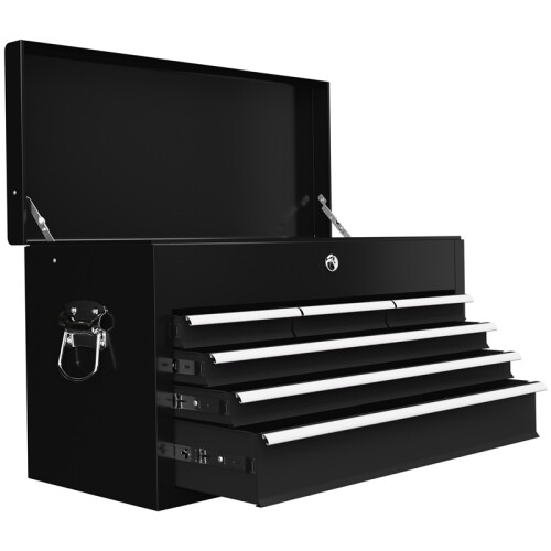 Lockable Steel Toolbox with 3 Drawers, Black 1