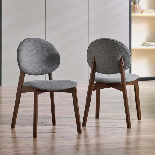 2 x Artemis Walnut and Grey Fabric Dining Chairs