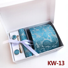 Men's floral paisley tie set with pocket square, clip, and