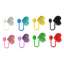 Paquet de 8 couvercles de paille en Silicone en forme de cœur,