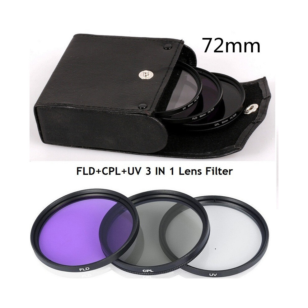 (72Mm) Uv Cpl Fld Filter Kit 3Pcs For Canon Nikon Sony Camera Lens 49-77Mm 113121829013