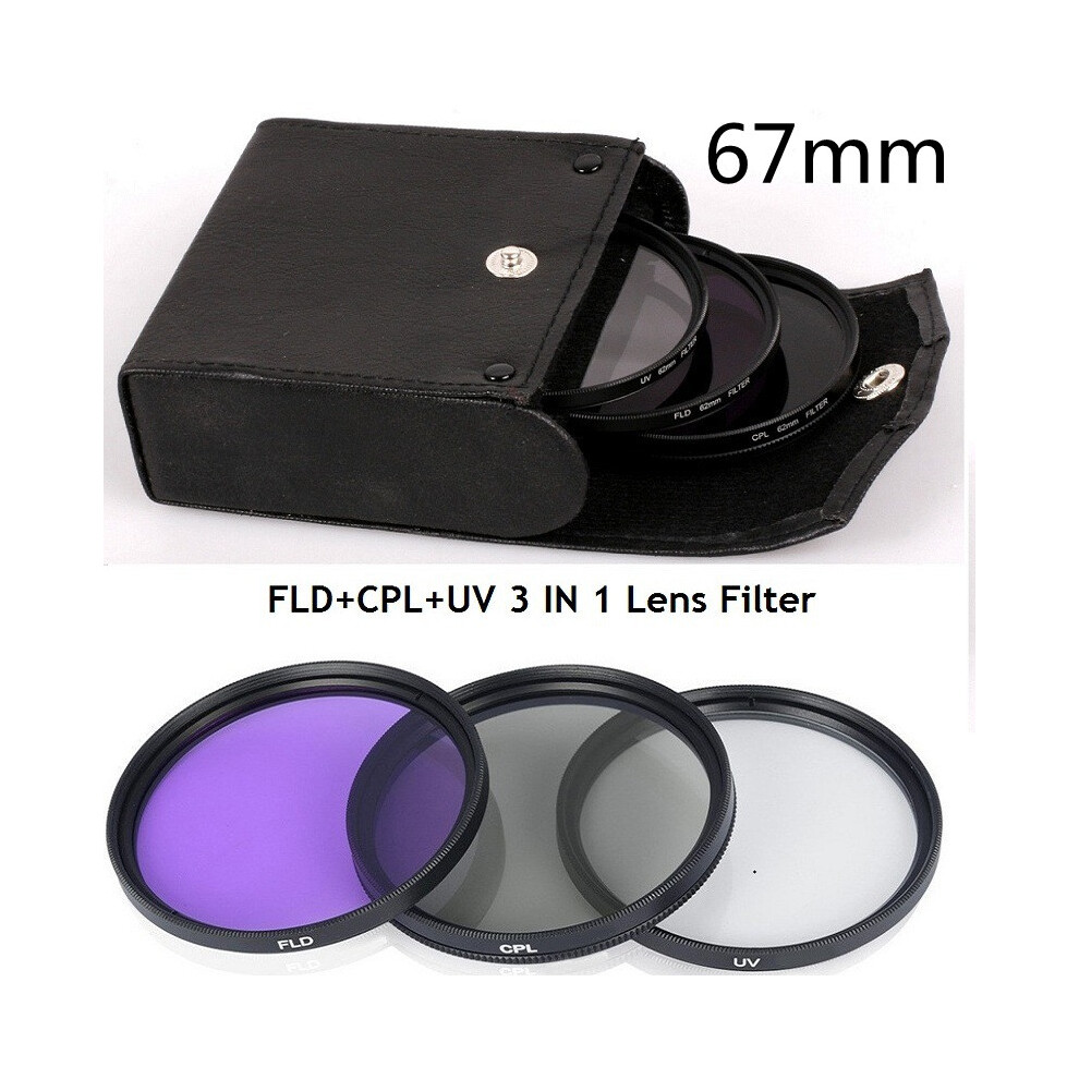 (67Mm) Uv Cpl Fld Filter Kit 3Pcs For Canon Nikon Sony Camera Lens 49-77Mm 113121829006