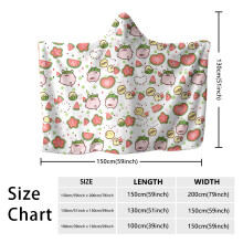 (C, 200x150) 1pc Cute cartoon pig Printed Flannel Hoodie Wearable Cloak Blanket Soft Warm Multi Size Casual Blanket Machine Washable