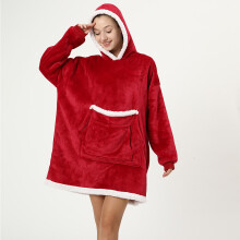 (Red, 80X150Cm) Wearable Blanket Hoodie, Oversized Hooded Blanket Sweatshirt, Hooded Blanket Sweater, Oversized Warm Plush Casual Blanket