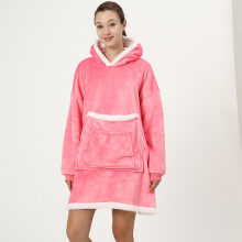 (Pink, 80X150Cm) Wearable Blanket Hoodie, Oversized Hooded Blanket Sweatshirt, Hooded Blanket Sweater, Oversized Warm Plush Casual Blanket