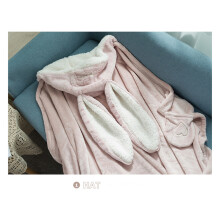 (pink, 120x130cm) Cute Rabbit Ears Lamb Velvet Hooded Cloak Cover Blanket Warm Soft Plush Nap Sofa Chair Throw Blankets Bedspread Cover Blanket