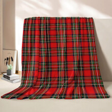 (173x218cm68x86in) Cozy Plaid Throw Blanket Red Tartan Flannel Fleece Winter Sofa Couch Decor Bed Blanket Christmas Gift
