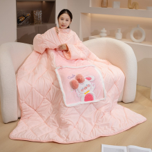 (Pink Bunny, 100x150cm) Wearable Blanket Cozy Fleece Warm Wrap Throw with Arms - Sherpa Blanket Hoodie as Gifts for Mom Women, Cozy Sweatshirt Blanket